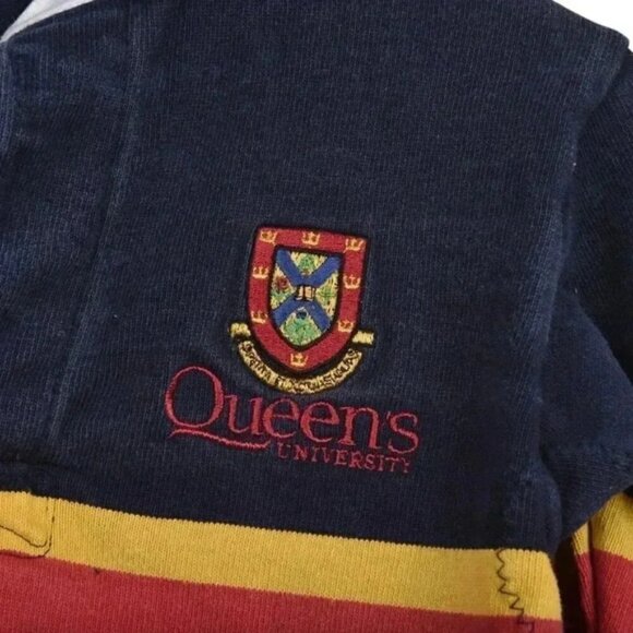 Barbarian Queens University Striped Rugby  Shirt Long Sleeve Polo Size XS - Picture 2 of 10